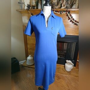 Nadex Blue Lady's Polo Dress Collared With Side Strips